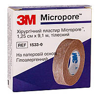 Пластир на паперовій основі Micropore, тілесний, 1,25 см х 9,1 м, 3М