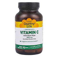 Вітамін C і шипшина, 1000 мг, 90 таблеток, Country Life