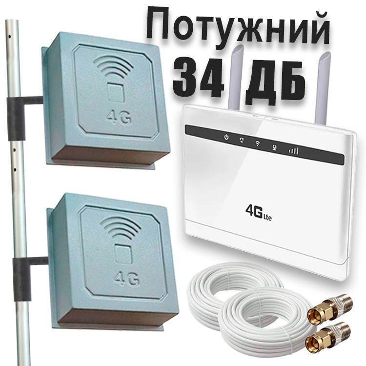 Найпотужніший 4G Wi-Fi комплект (Роутер CP-100-3 + Антена 34ДБ), фото 2