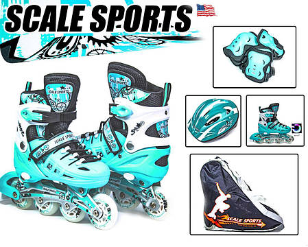 Комплект роликів Scale Sports Mint із захистом і шоломом з PU колесами, що світяться, р 29-33, фото 3