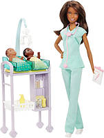 Barbie Барби я могу быть доктор педиатр с двумя пупсами DVG12 Careers Baby Doctor Doll Playset Brunette