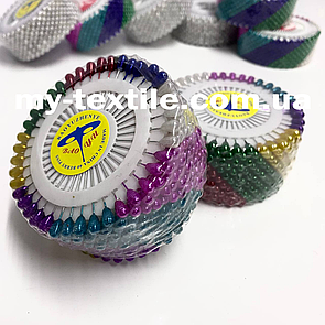 Великі кравецькі Шпильки з кулькою у формі краплі в упаковці 480 Шт Різнокольорові