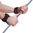 Накладки атлетичні грипад шкіряні з напульсником для фітнесу Zelart 80318 Black-Brown, фото 2