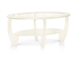 Дерев'яний журнальний стіл зі склом ЛОТОС (слонова кістка)