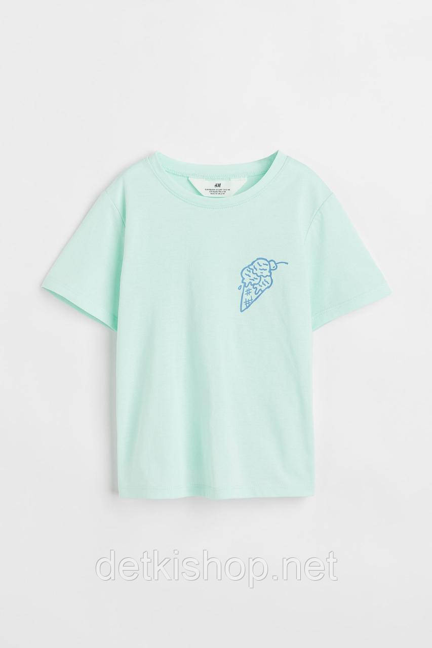 Футболка для дівчинки блакитного кольору з мороженим 110/116 см (4-6Y), фото 1