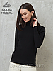 42-44, 46-48. Однотонна базова жіноча водолазка гольф - чорна, фото 7