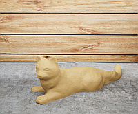 Статуэтка лежащая кошка с длинным хвостом Бежевый, 80, 230