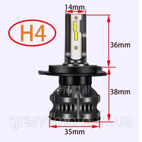 Потужна світлодіодна лампа для мотоцикла/автомобіля Led 60 W H4 YHKOMS F2 Pro