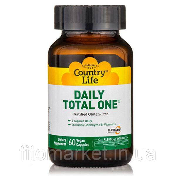 Вітамінно-мінеральний комплекс Daily Total One для дорослих з залізом 60 капсул ТМ Кантрі Лайф / Country Life