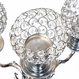 Підсвічник із кристалами на 5 ріжків срібляста висота 75 см, фото 2