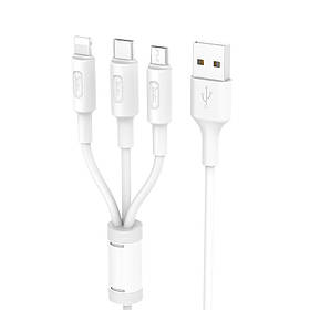 USB Кабель HOCO X25 3in1 USB - Lightning + MicroUSB + Type-C для телефону, ноутбука, пк 1М Білий