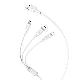 USB Кабель HOCO X25 3in1 USB - Lightning + MicroUSB + Type-C для телефону, ноутбука, пк 1М Білий, фото 4