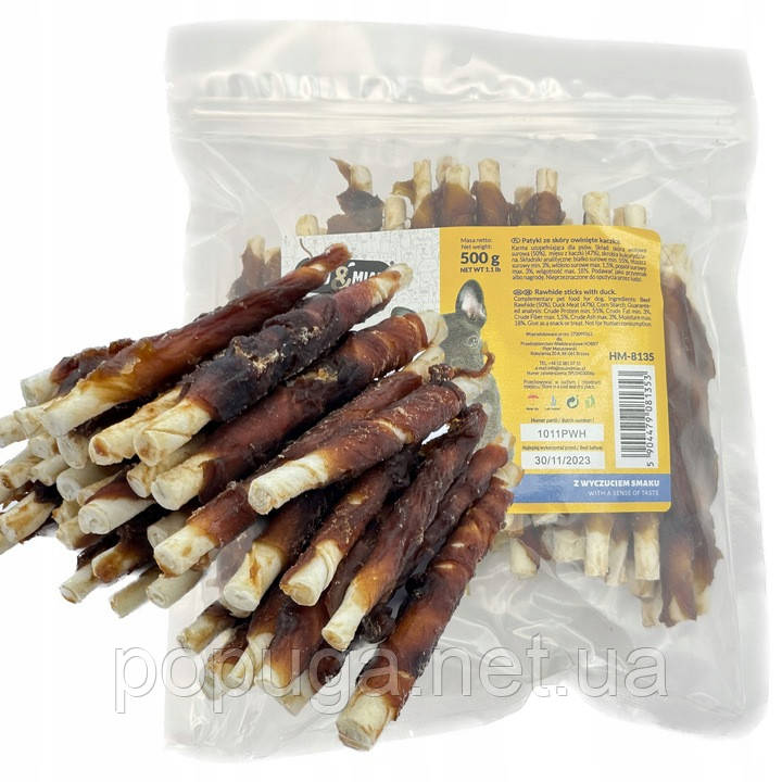 Ласощі д/соб."PAUSE snack", палички яловичі (50%) обвиті качиним м'ясом (47%), 500гр., фото 1