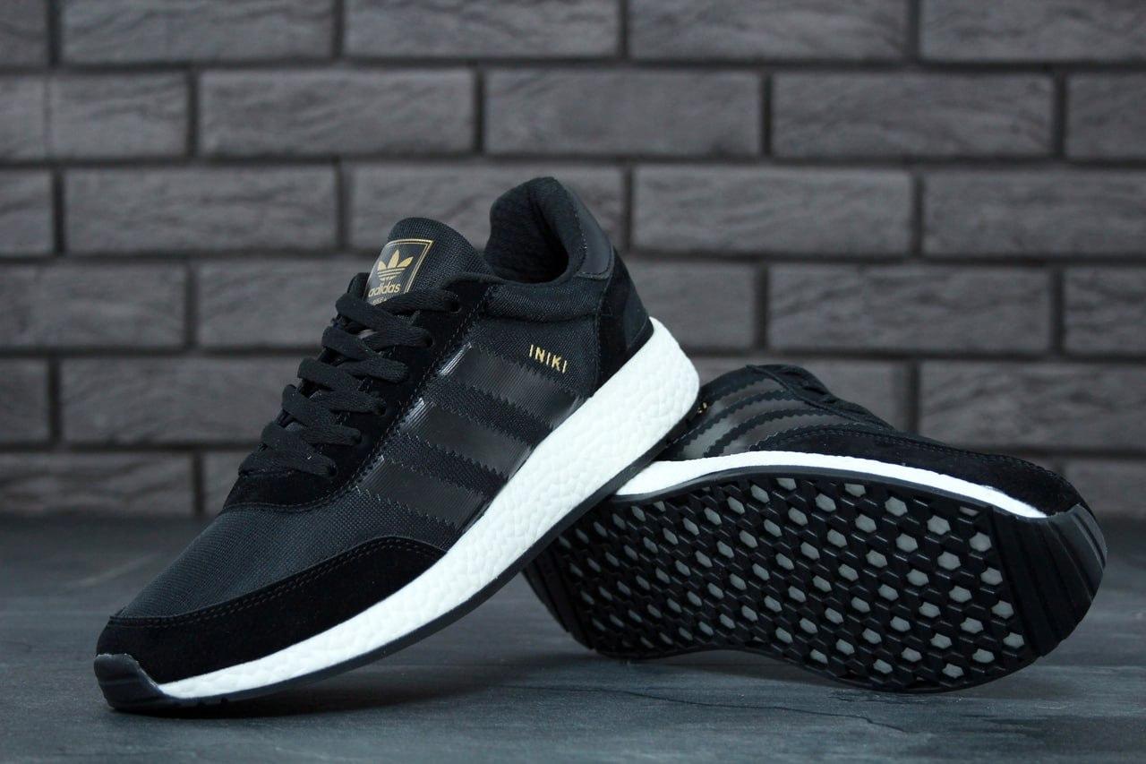 Чоловічі кросівки Adidas INIKI Black White (Чорний) Взуття Адідас Інікі повсякденні замш текстиль демісезон