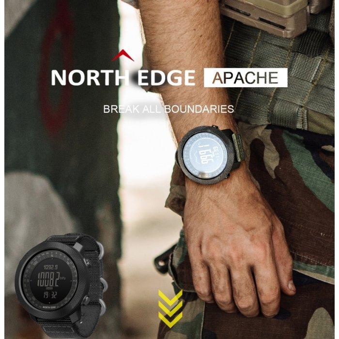 Часы наручные водостойкие с компасом шагомером барометром North Edge Apache black черные - фото 4 - id-p1813591692