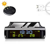 Годинник електронний автономний C-01 із сонячною батареєю для автомобіля з термометром і календарем