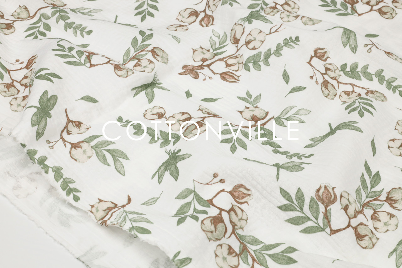 Муслін жатка Гілочки бавовни та евкаліпту, стрекози 135 см