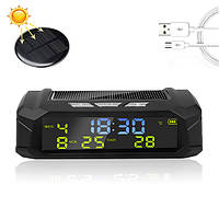 Годинник електронний автономний C-02 із сонячною батареєю для автомобіля з термометром і календарем