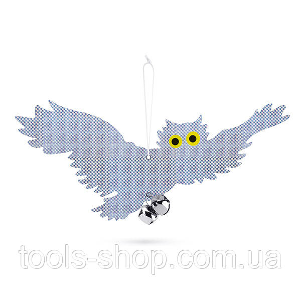 Візуальний відлякувач птахів сова з крилами голографічна для городу та саду, 390 х 180 мм, фото 1