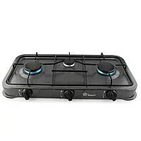 Газова плита на три конфорки настільна Domotec MS-6603 портативна побутова кухонна піч на газ