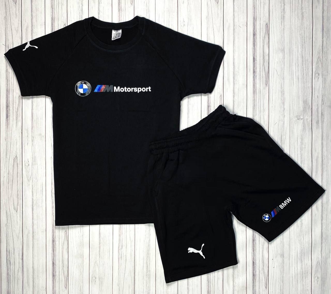 Комплект футболка та шорти BMW Motorsport. Літній спортивний костюм шорти та футболка бмв
