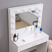 Туалетний столик + табурет. Столик для макіяжу AVKO (ADT 001) Білий LED-підсвітка, фото 3