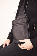 Кожаный мужской слинг, черная сумка через плечо с кобурой для скрытого ношения