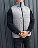 Мужская жилетка безрукавка дутая серого цвета, жилетки мужские весна-осень на молнии с карманами спортивные, фото 8