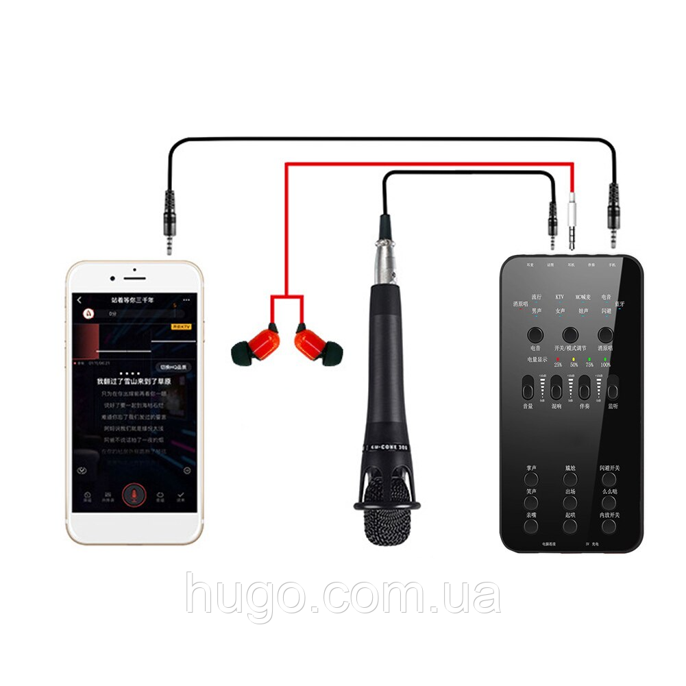 Купить Звуковая карта EL-202 с микрофоном 7 эффектов / Микшер / Набор ...