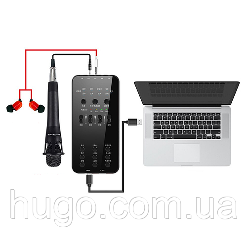 Купить Звуковая карта EL-202 с микрофоном 7 эффектов / Микшер / Набор ...