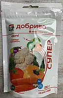 Супер Добриво 250г/100л Овочі, водорозчинне кристалічне, підвищує врожайність, Сімейний Сад