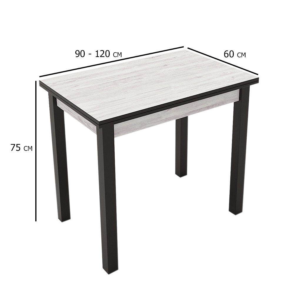 Розкладний стіл Ажур 90-120х60 см аляска WL на дерев'яних ніжках кольору венге для невеликої кухні, фото 1