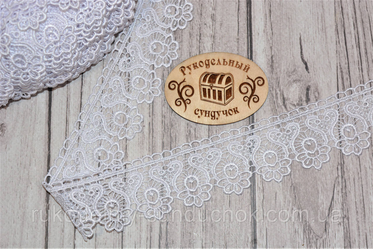Мереживо біле ажурне "Арфа", ширина 4,5 см, фото 1