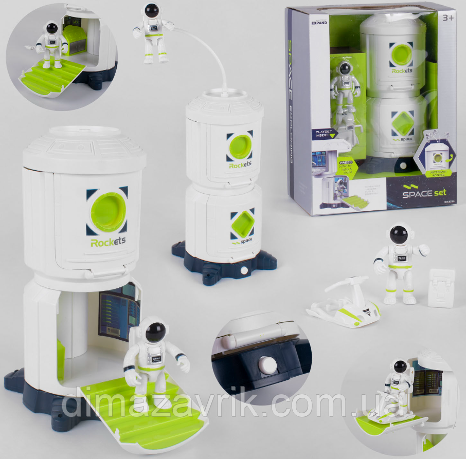 Ігровий набір "Космічний корабель" світло, звук, фігурка космонавта, у коробці, фото 1