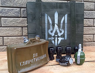 Міна Мон-50 пляшка з 4 чарками та двома гранатами РГД-5/Ф1 для сіль/перець