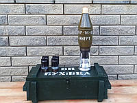 Набір Снаряд для алкоголю у дерев'яному ящику - Подарунок для військових, чоловіків, друзів, командирів