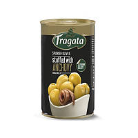 Зеленые оливки фаршированные анчоусом "Fragata" Испания фасовка жесть 0.3/ 0.13 kg