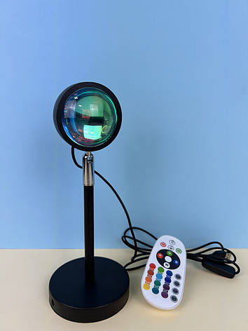 Проекційна лампа Sunset Lamp RGB 16 кольорів з пультом, кольорова, фото 2