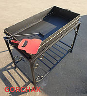 Мангал садовий на 18 шампурів (жаровня 500 мм + стійка прямокутна) сталь 4 мм