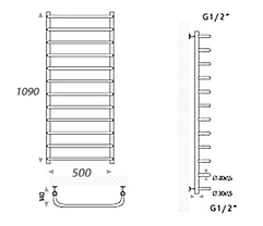 Рушникосушка електрична Mario Heat Point-I Стандарт 1090 x 530 /150, фото 2