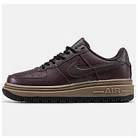 Мужские кроссовки Nike Air Force 1 '07 Luxe Brown Basalt, коричневые кожаные кроссовки найк аир форс 1