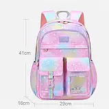 Шкільний рюкзак Anfu для дівчинки 1,2,3 клас ортопедичний портфель-ранець дитячий 41 см — Фіолетовий, фото 9