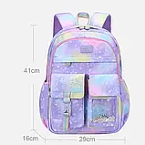 Шкільний рюкзак Anfu для дівчинки 1,2,3 клас ортопедичний портфель-ранець дитячий 41 см — Фіолетовий, фото 10