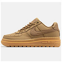 Мужские кроссовки Nike Air Force 1 '07 Luxe Biege, бежевые кожаные кроссовки найк аир форс 1