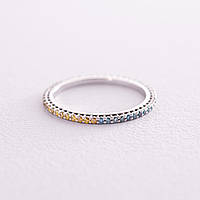 Золотое кольцо с голубыми и желтыми бриллиантами 226831121 ZIPMARKET