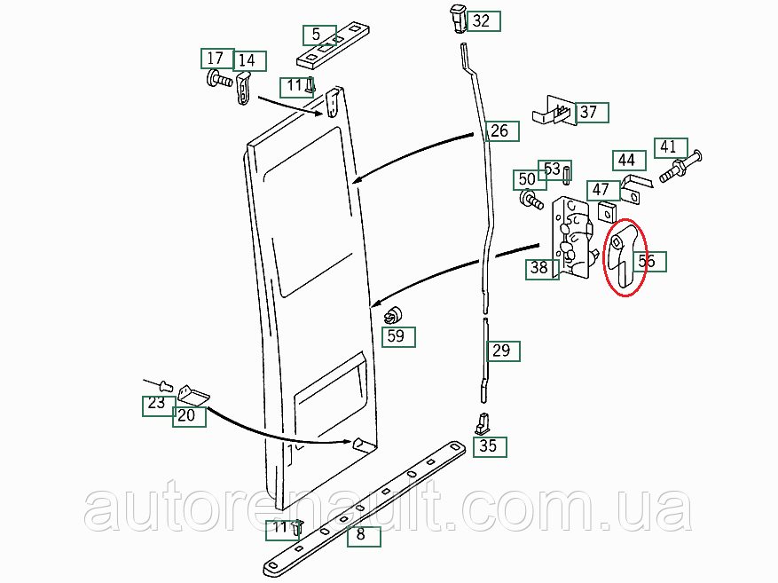 Ручка задней левой двери (внутренняя) на Фольксваген ЛТ 28-46 1996-2006 MERCEDES (Оригинал) 9017430172 - фото 5 - id-p306839393