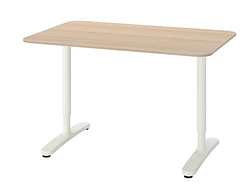 BEKANT Письмовий стіл, дубовий шпон білий/білий,120х80 см, 892.825.91