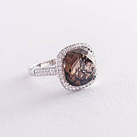 Золотое кольцо с бриллиантами и топазом CR1671Sgm ZIPMARKET
