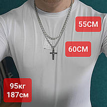 Срібний комплект Хрестик + Ланцюжок срібло 925 проба хрест ланцюг підвіс кулон, фото 6