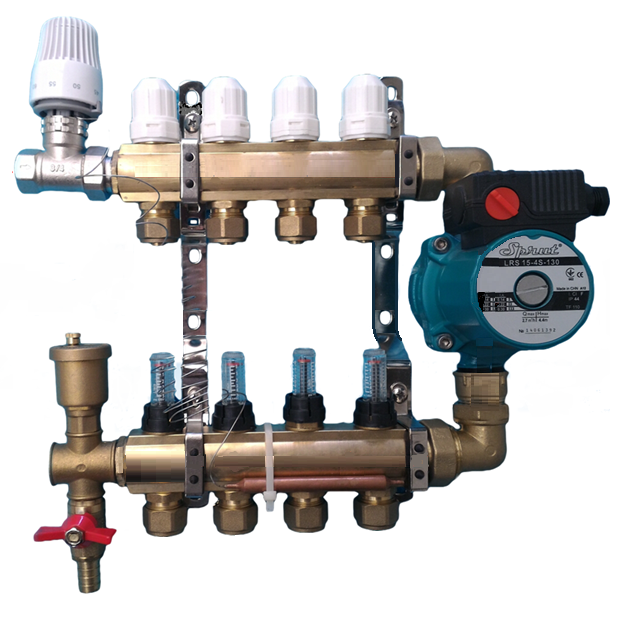 Коллектор для теплого пола на 6 контуров в сборе с насосом (ID ...